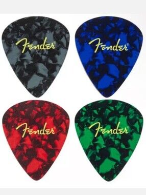 Set of 4 Leather Fender Brand Guitar Pick Coaster Set